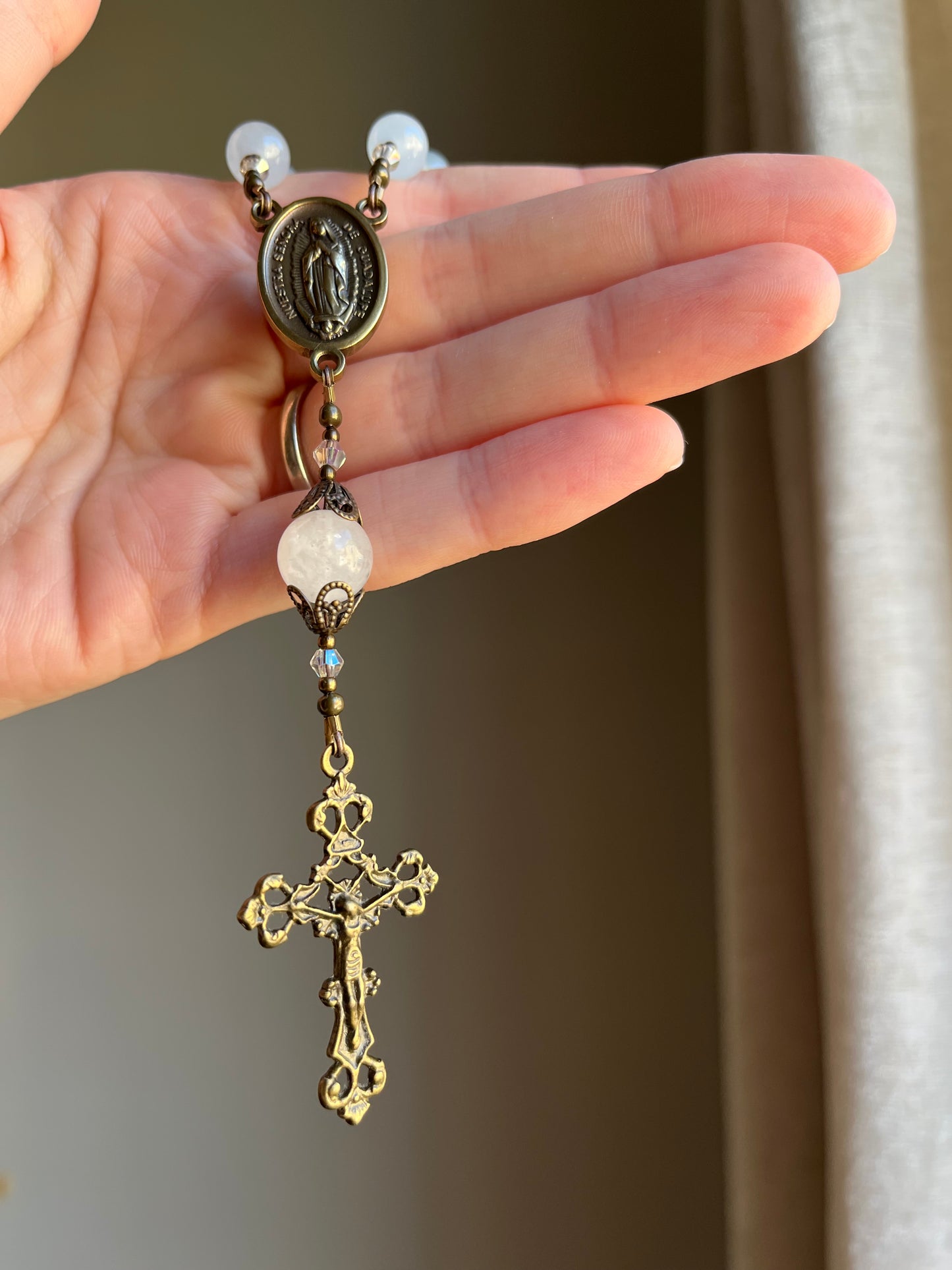 Blue Jasper Our Lady of Guadalupe Pocket Rosary