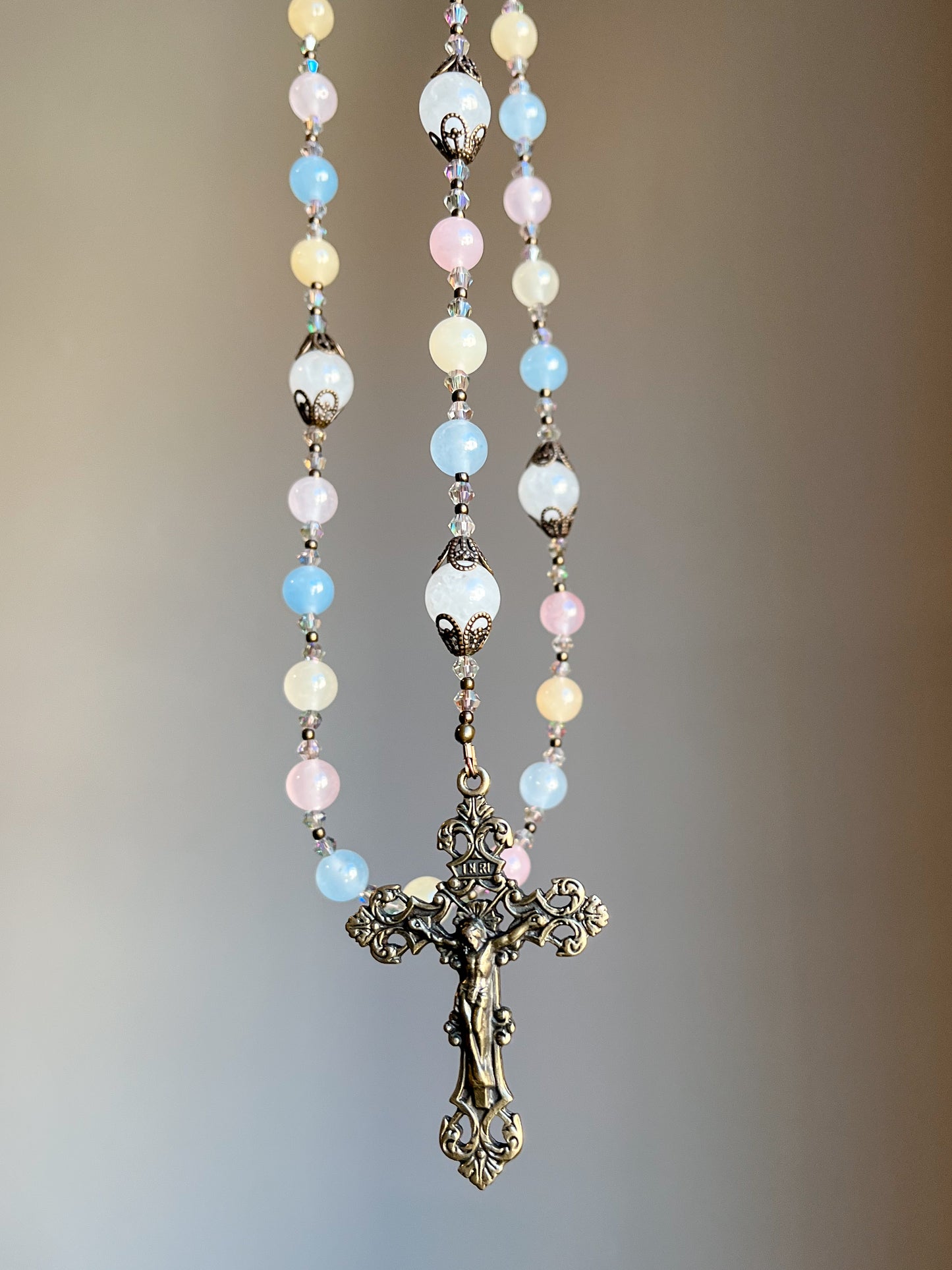 Handmade Pastel Jasper Our Lady of Guadalupe Rosary