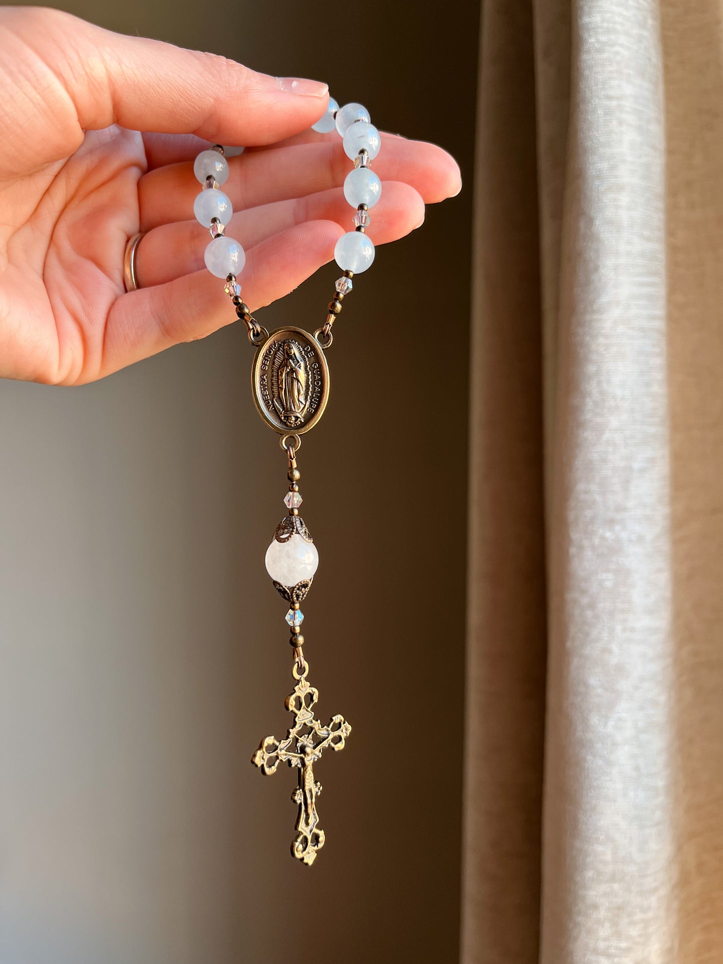 Blue Jasper Our Lady of Guadalupe Pocket Rosary