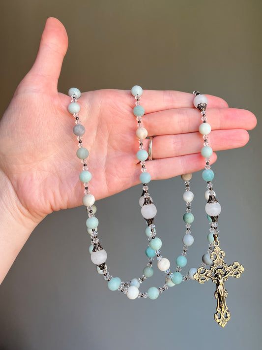 Turquoise & Brass Rosary – Our Lady of Guadalupe