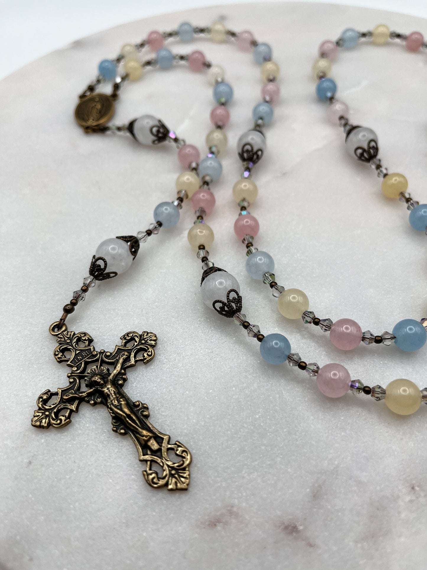 Handmade Pastel Jasper Our Lady of Guadalupe Rosary