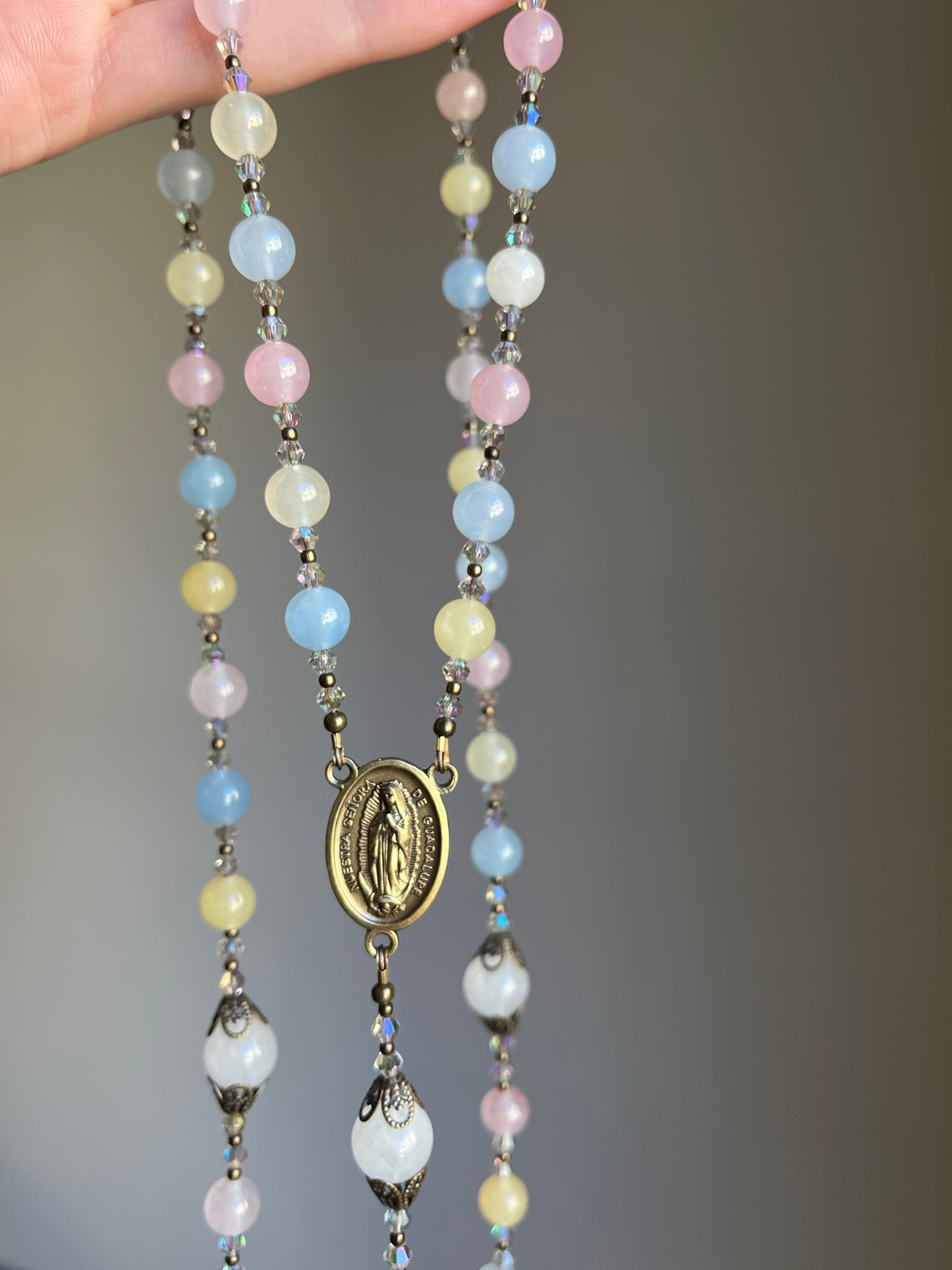 Handmade Pastel Jasper Our Lady of Guadalupe Rosary