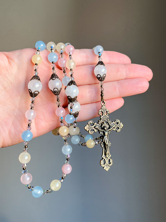 Handmade Pastel Jasper Our Lady of Guadalupe Rosary